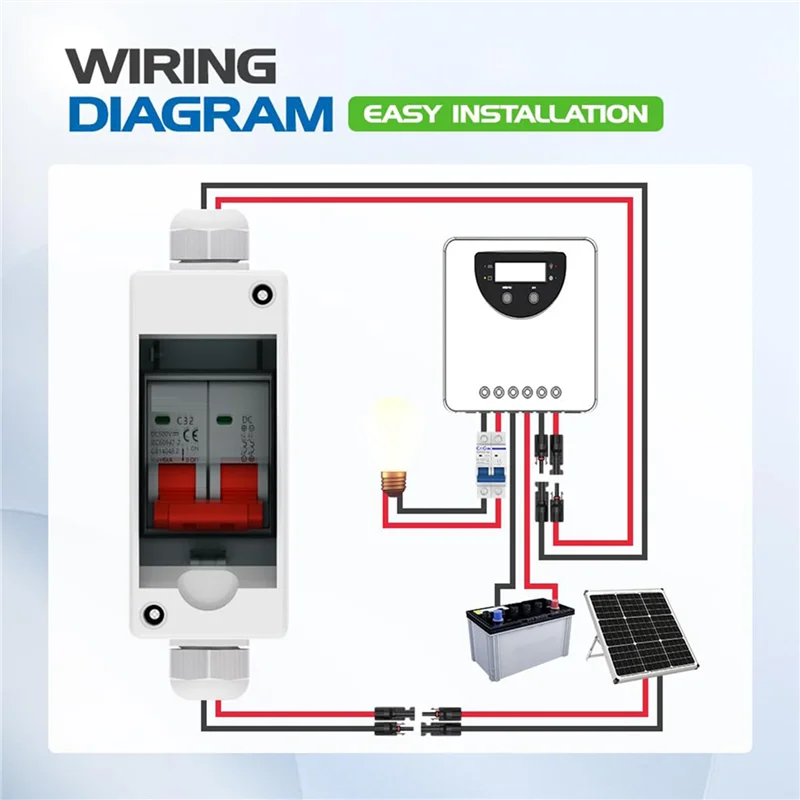 

ABUF-3X Solar Panel Disconnect Switch, 63A DC 1000V Breaker Box PV Disconnect Switch With IP65 Waterproof Box