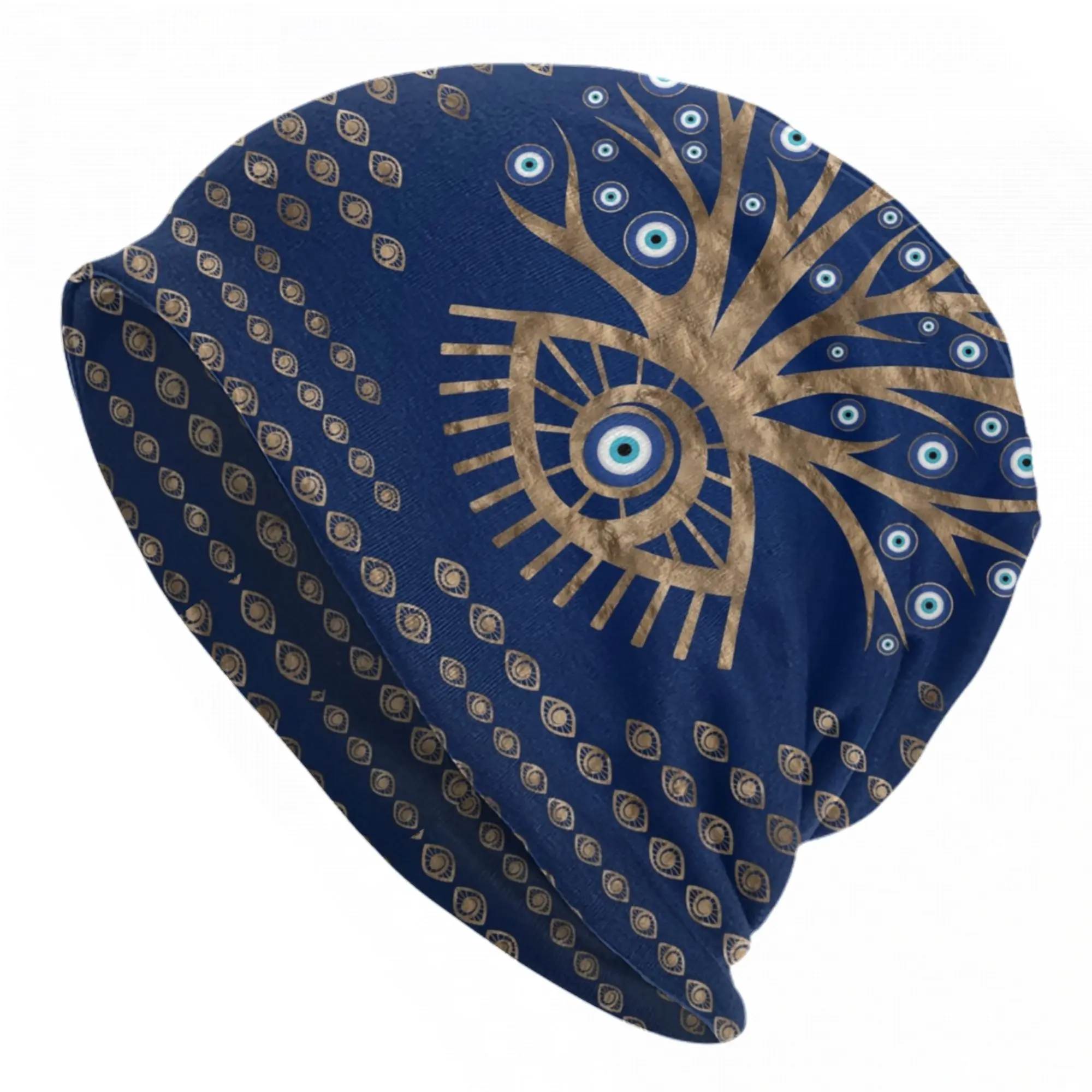 Greek Evil Eye Tree Bonnet Hat Street Skullies Beanies Hats Nazar Amulet Boho Tree of Life Unisex Spring Thermal Elastic Cap