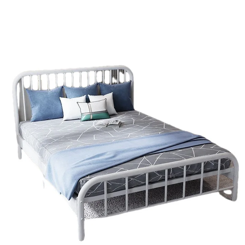

Wrought iron double bed simple modern 1.8 meters Nordic 1.5 rental room iron frame 1.0m single children's bed