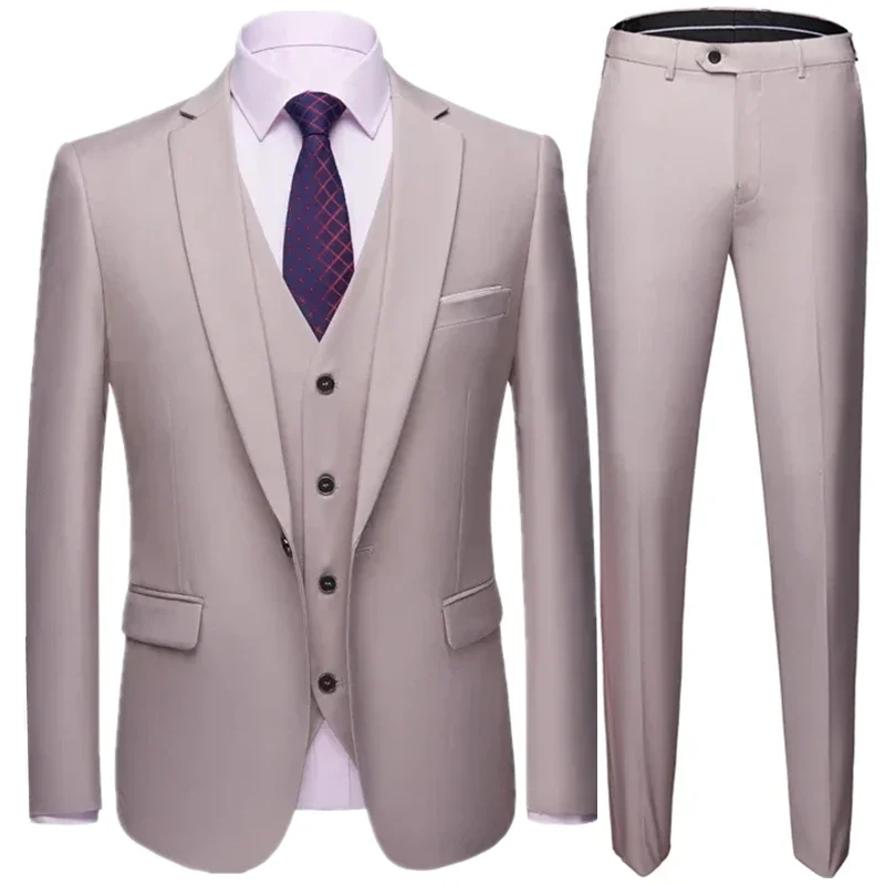 

19 Color / 2023 Fashion Men's Casual Business Suit 3 Pieces Set / Male Two Button Blazers Trousers Pants Vest Waistcoat