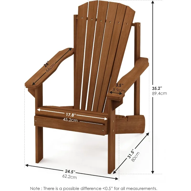 Small Hardwood Patio Chair in Teak Oil, more Durable and Water Resistant,Holds up to 220 lbs,,31.5