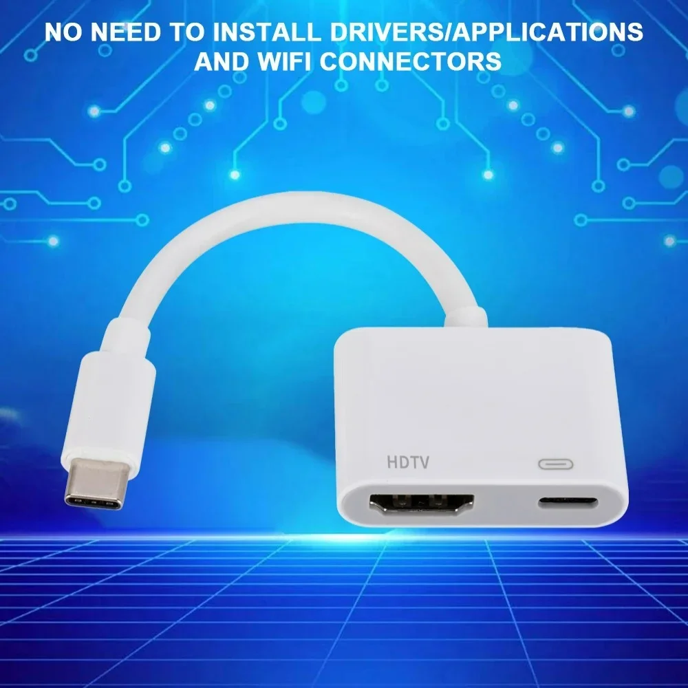 

Для адаптера типа C к HDMI-совместимому 4K 1080P Тип C к HDMI-совместиму проекционного кабеля Адаптер аудио синхронизации HD-экрана