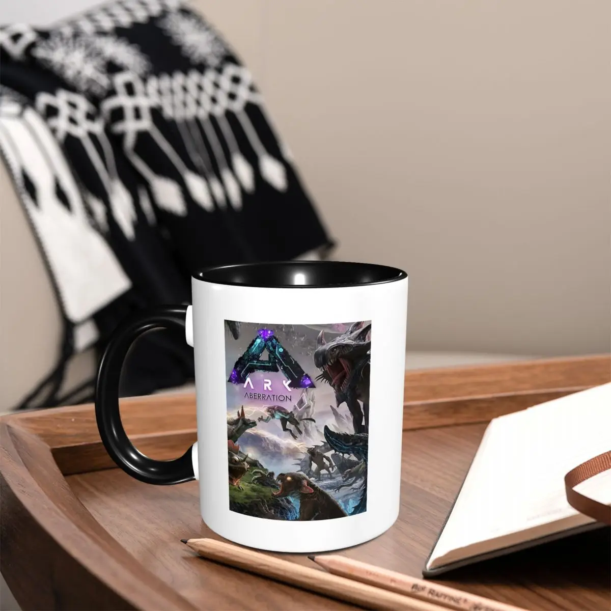 Mug en céramique amusant avec affiche Ark Survival Evolved Aberration pour femmes et hommes, tasses à café, tasses à thé, tasses à lait, articles de boisson, cadeau pour femme et homme