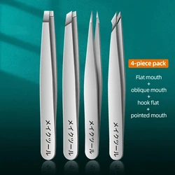 4-piece Professional Tweezers Set-Perfect for Eyebrow Hair Removal, Fragment and Endogenous Hair Removal