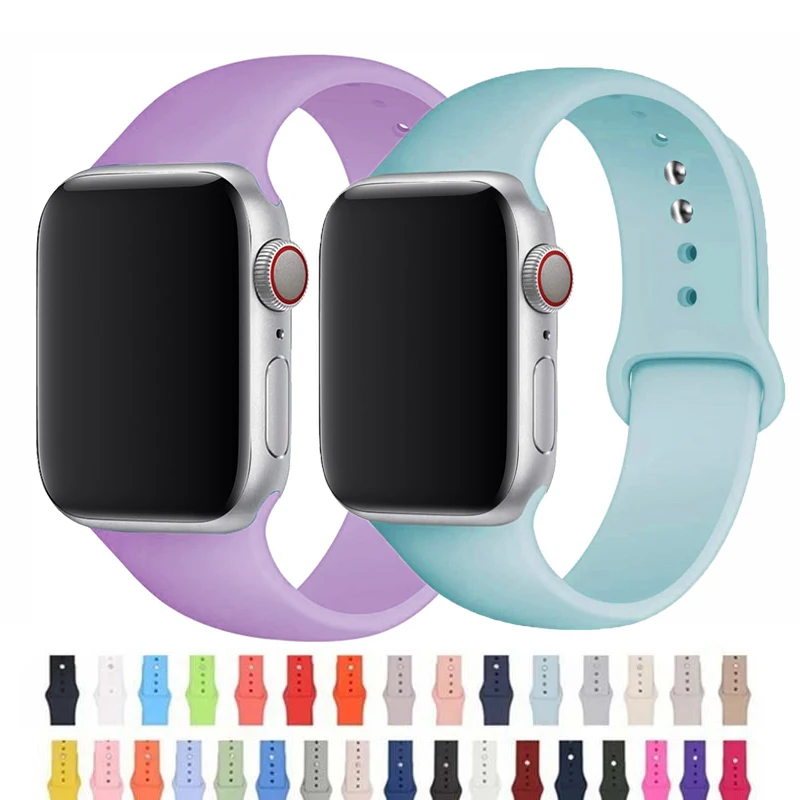 Silicone Band For Apple Watch Straps 45mm 44mm 40mm 41mm 42mm 38mm correa bracelet iwatch series 7 8 9 se 3 5 4 6  ultra 2 49mm