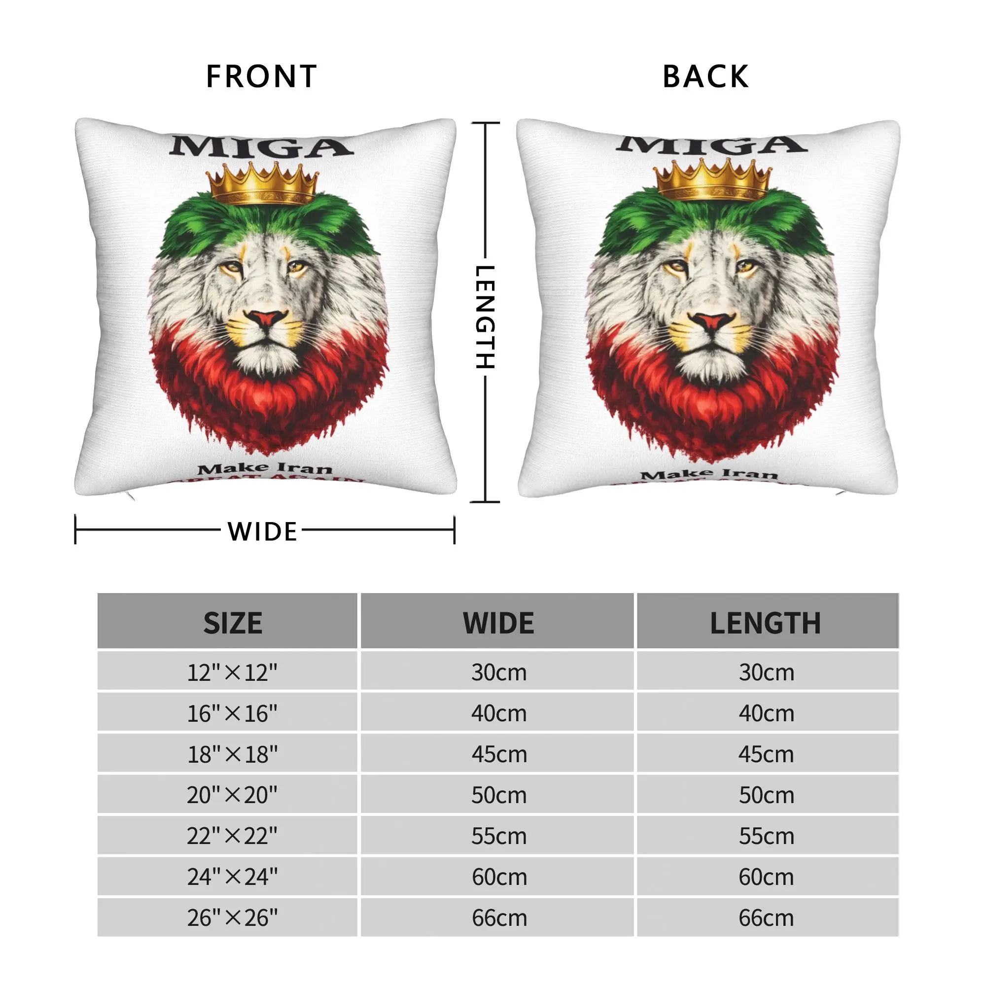 MIGA Make Iran Great Again Lion Pillowcases  Retro Trendy Pillow Case For Sofa Bedroom Home Decor Custom Pillow Cover