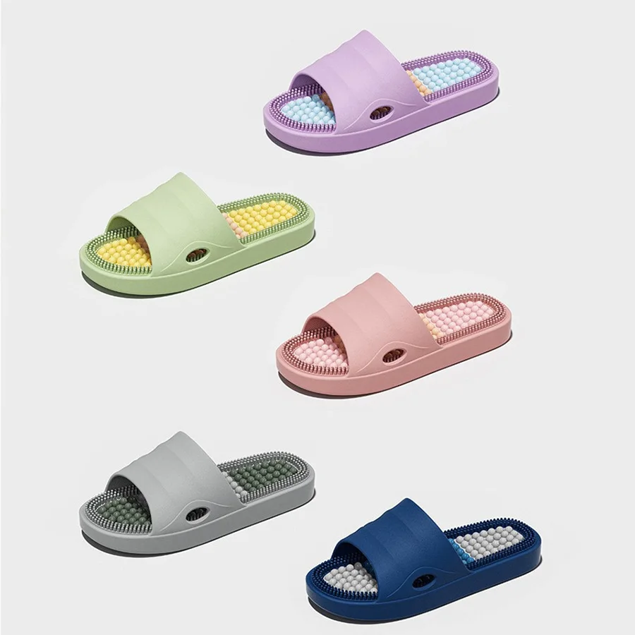 Summer Women Men Massage Slippers Soft Comfortable Couples Anti-Slip Thick Sole Slides Home Bathroom Indoor Outdoor Casual Shoes - view 3