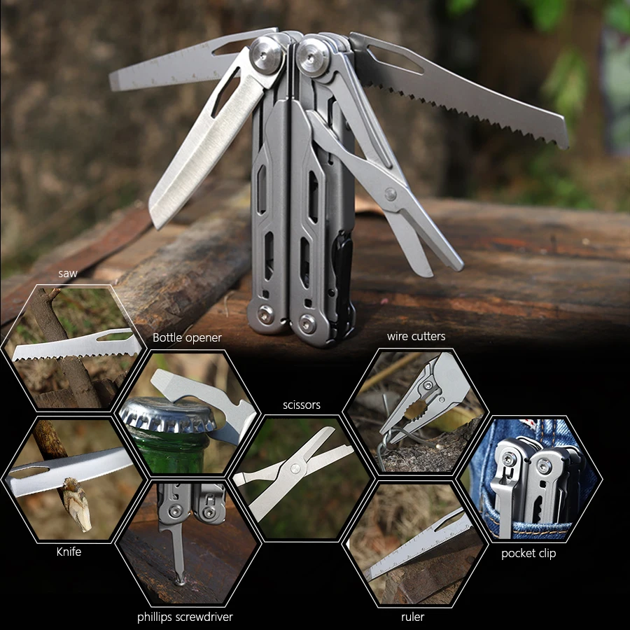 Multitool Pliers 17-in-1 Stainless Steel Multi Tool, Scissors, Back Clip, Folding Pocket Multifunctional EDC Tool for Survival C