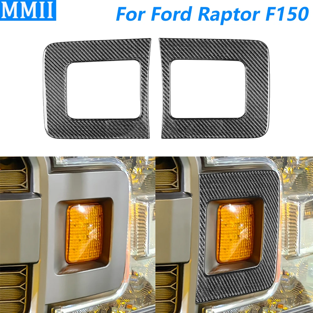 

For Ford Raptor F150 F-150 2015-2020 Real Carbon Fiber Front Headlight Bezel Panel Trim Cover Car Accessories Decoration Sticker