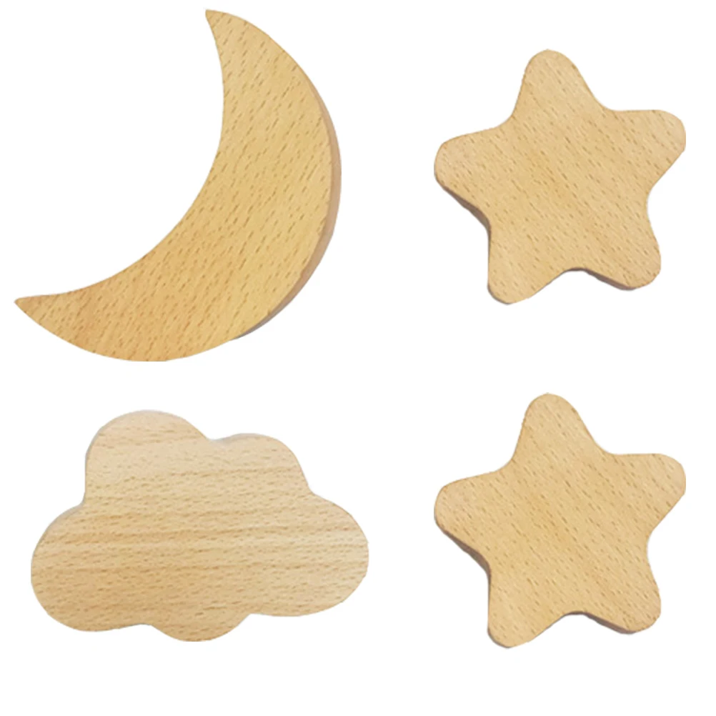 

4PCS Solid Wood Wall Heavy Duty Coat Towel Hooks Simple Design Decorative Practical Home Storage Wooden Mounting Hooks