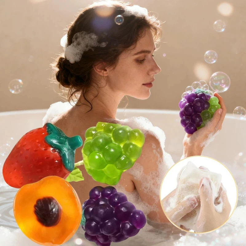 صابون فواكه مصنوع يدويًا عنب فراولة معطر بالزيت العطري صابون حمام وغسول يدوي ترطيب والعناية بالبشرة صابون هدية عيد الشكر #1