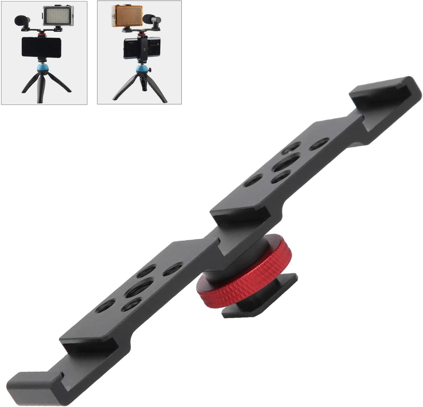 Aluminum Triple Cold Shoe Mount Plate Bracket for Camera Microphone LED Light Mounting