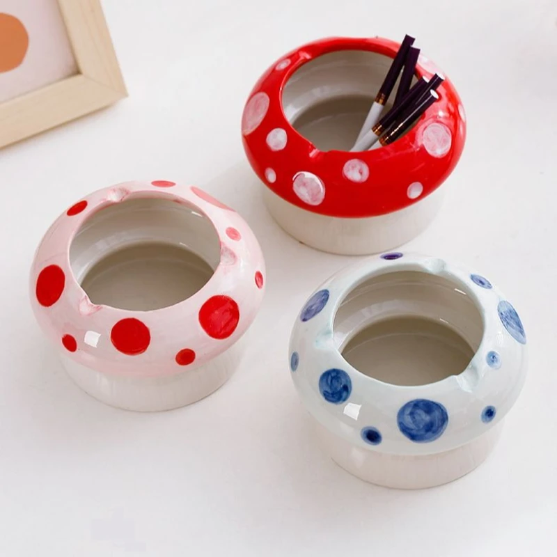 Ashtray Mushroom Anti Fly Ash with Cover, High Aesthetic Value, Household Desktop Decoration, Niche Decoration