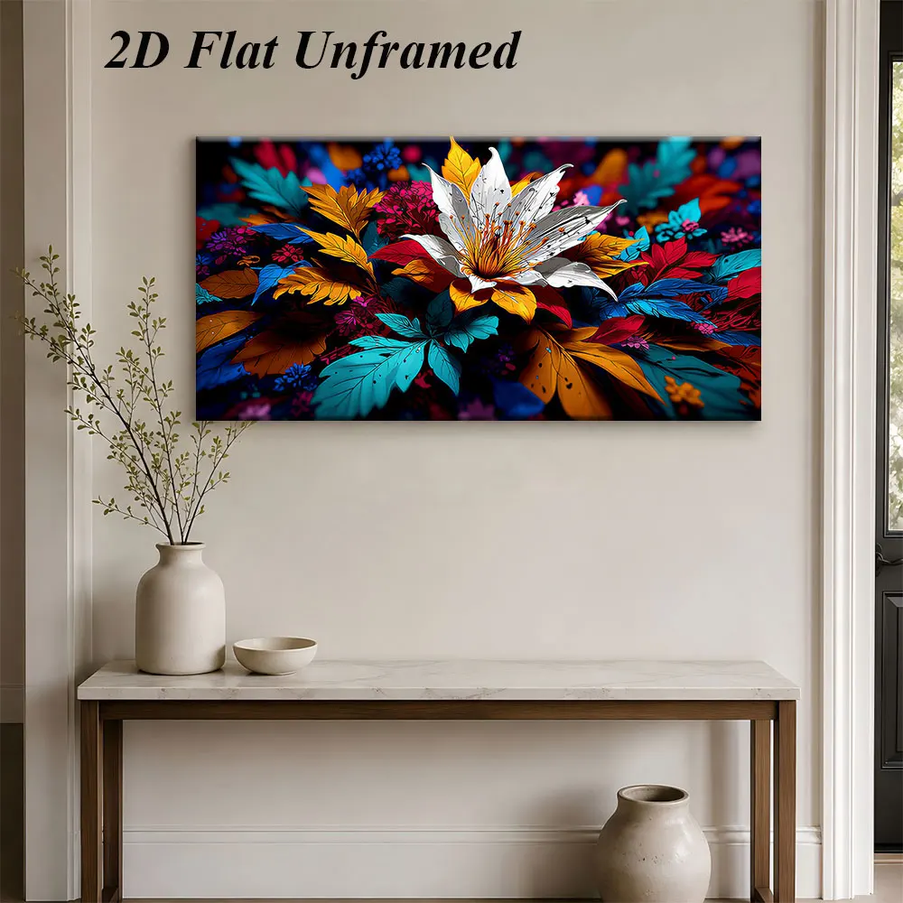 (1PC Unframe)1 frameless decorative painting, modern abstract floral art, living room, bedroom entrance, background wall, brigh