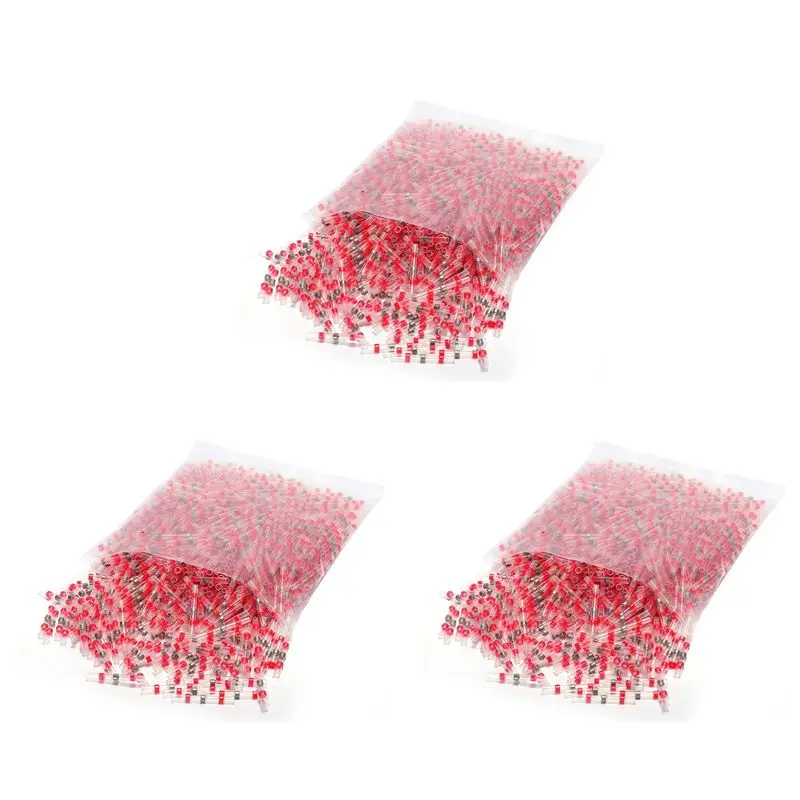 

SEWS-2400 PCS Solder Seal Wire Connector Red 22-18 AWG - Heat Shrink Solder Butt Connector Tinned Auto Marine Boat Crimp