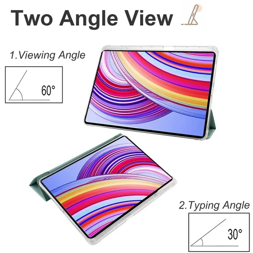 Imagen 2 del producto Funda de cuero para Xiaomi Poco Pad Redmi Pad Pro 2024, funda de 12,1 pulgadas, portalápices, soporte con tapa, funda magnética trasera de TPU suave para tableta