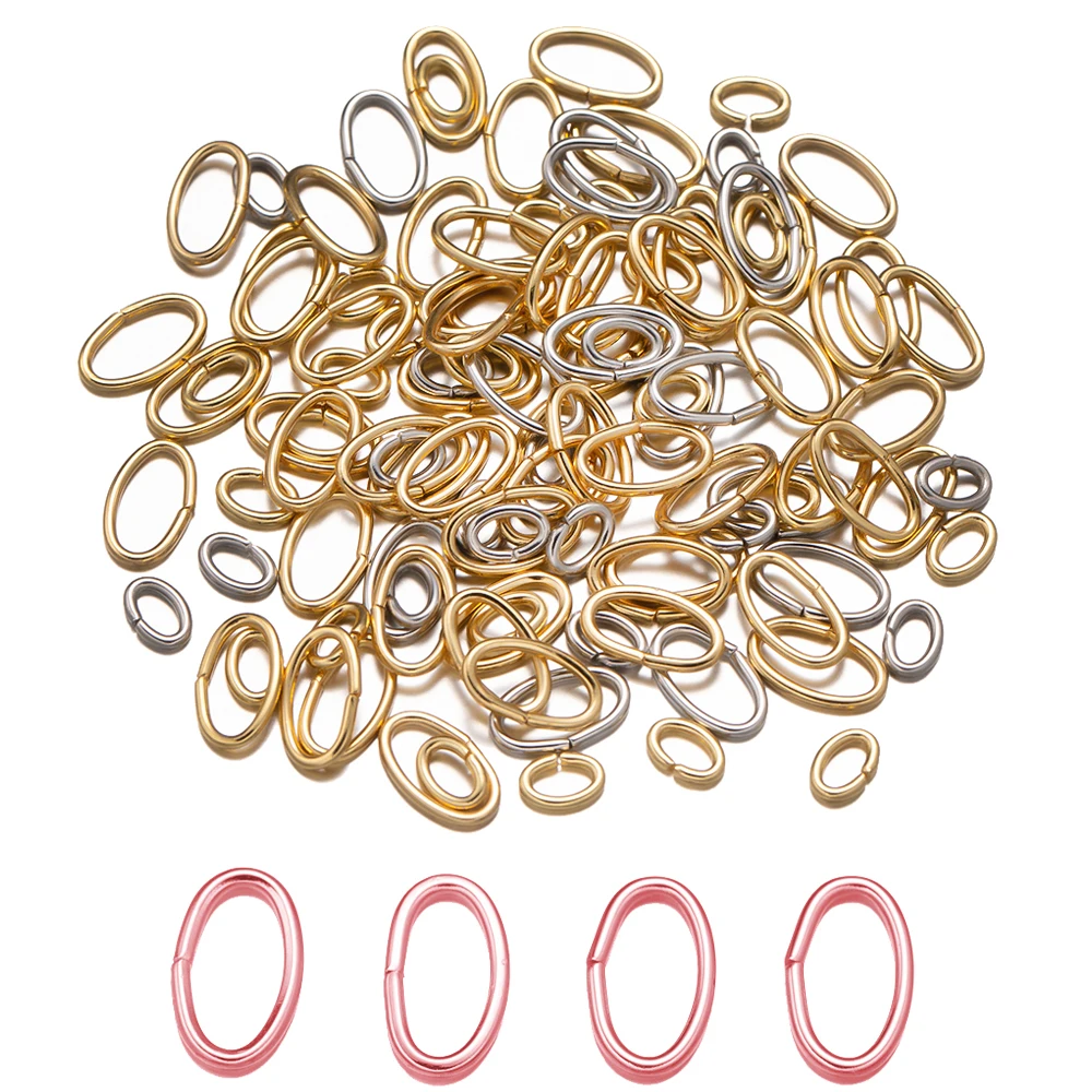 50Pcs 5 6 8 10mm Stainless Stee Oval Jump Rings Split Rings Connectors DIY Earring Bracelet Necklace Jewelry Making Accessories