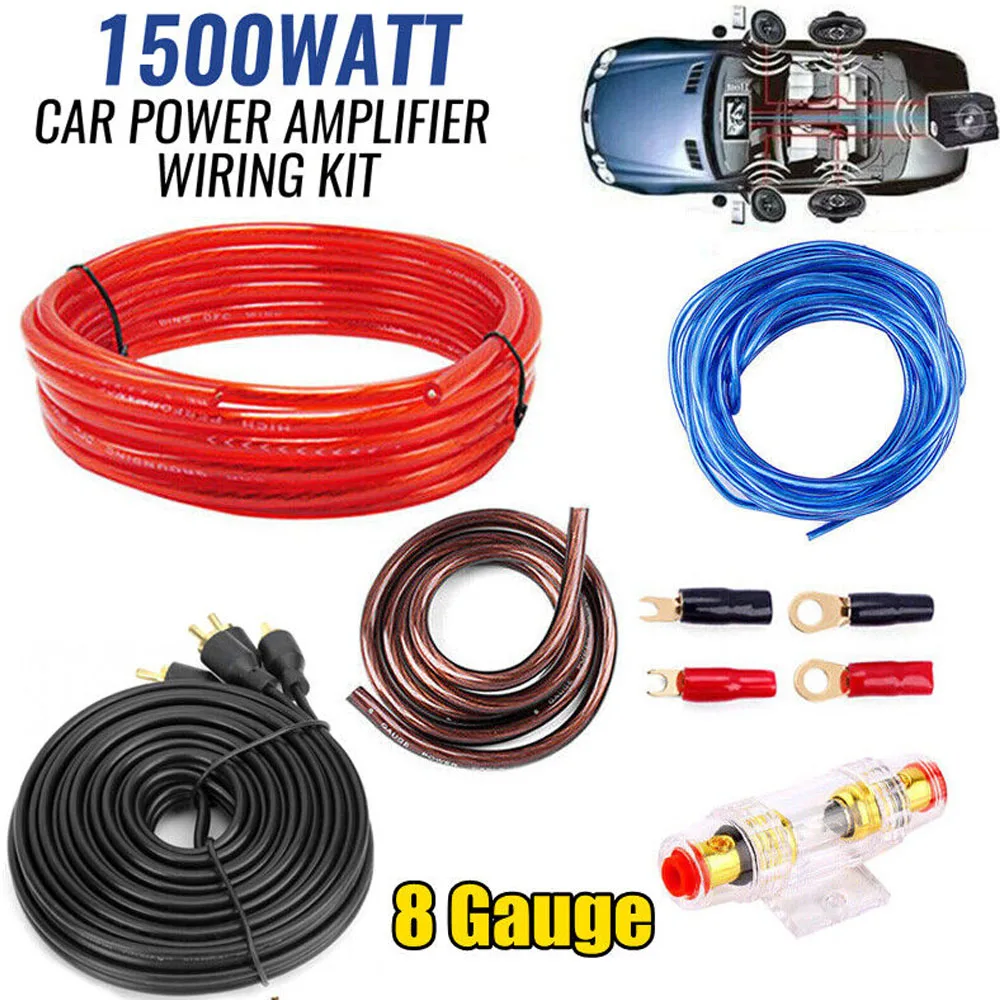 1500W Car Audio Speakers Wiring Kit 8GA  Car Subwoofer Power Amplifier Wiring Speaker for Auto Vehicle Parts