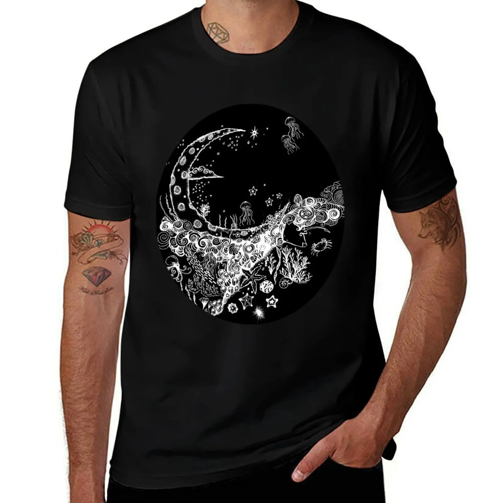 Moon Swallowed By Sea T-Shirt Work Duty Casual T-Shirt