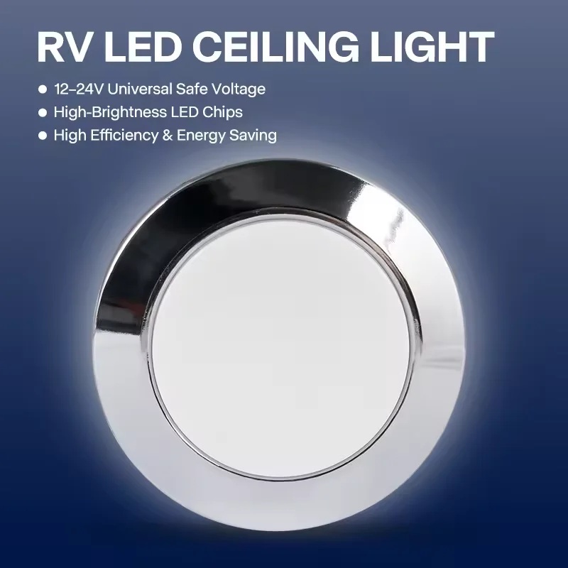

12V Round Shape LED Panel RV Ceiling Light 200LM Auto Dome Reading Lamp 1.8W 24 SMT Motorhome LED Light for Boat Camping Trailer