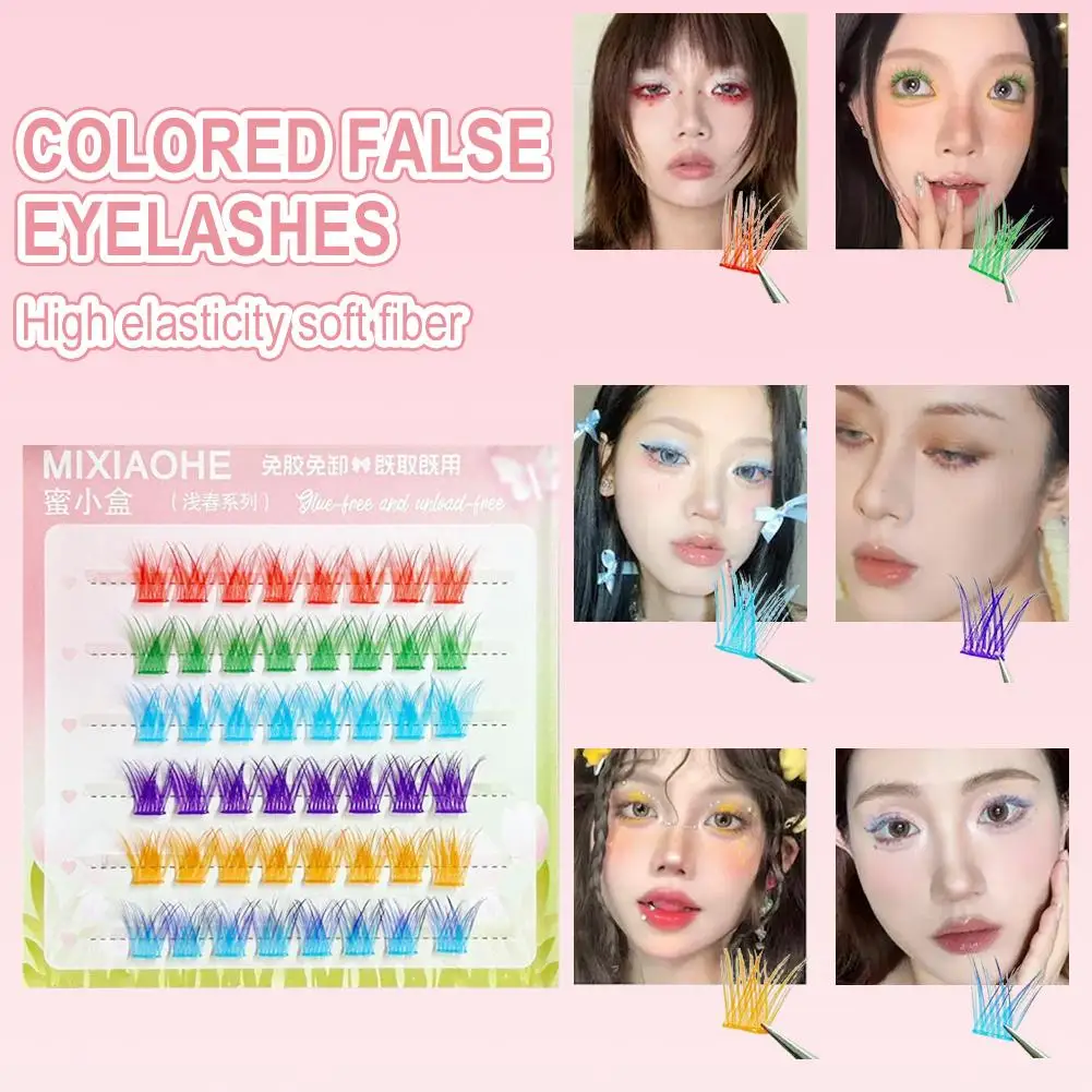 Fox Eye Lashes Segmented False Eyelashes Natural Simulation Cluster Lashes Caramel Fairy Color/colorful Comic Single Thick X0I7