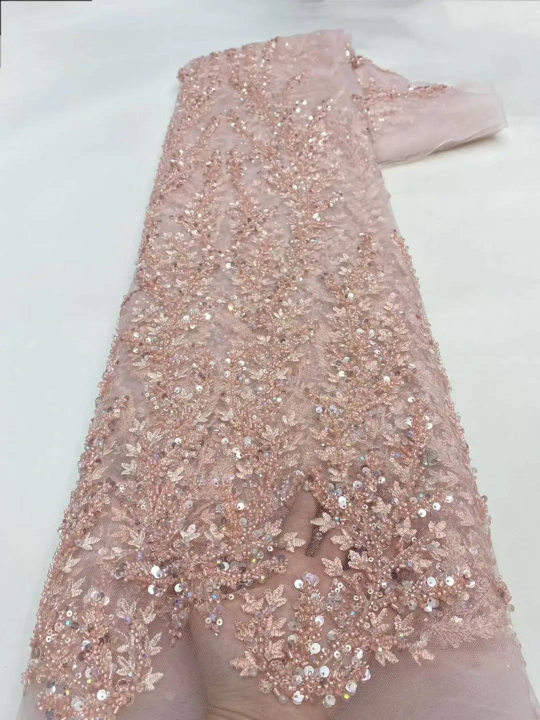 

African Lace Fabric 2025 Sequins Beaded Embroidery Groom Nigerian Bridal High Quality French Tulle Lace Fabric For Wedding Party