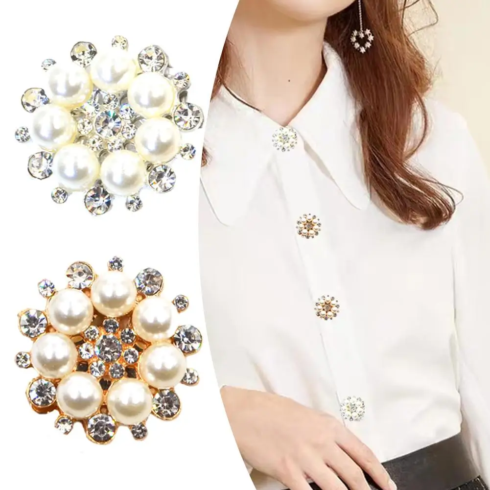 1pcs Rhinestone Button Fashion Round Alloy Shirt Decoration Copper DIY Clothing Craft Wedding Accessory Embellishment Ornament