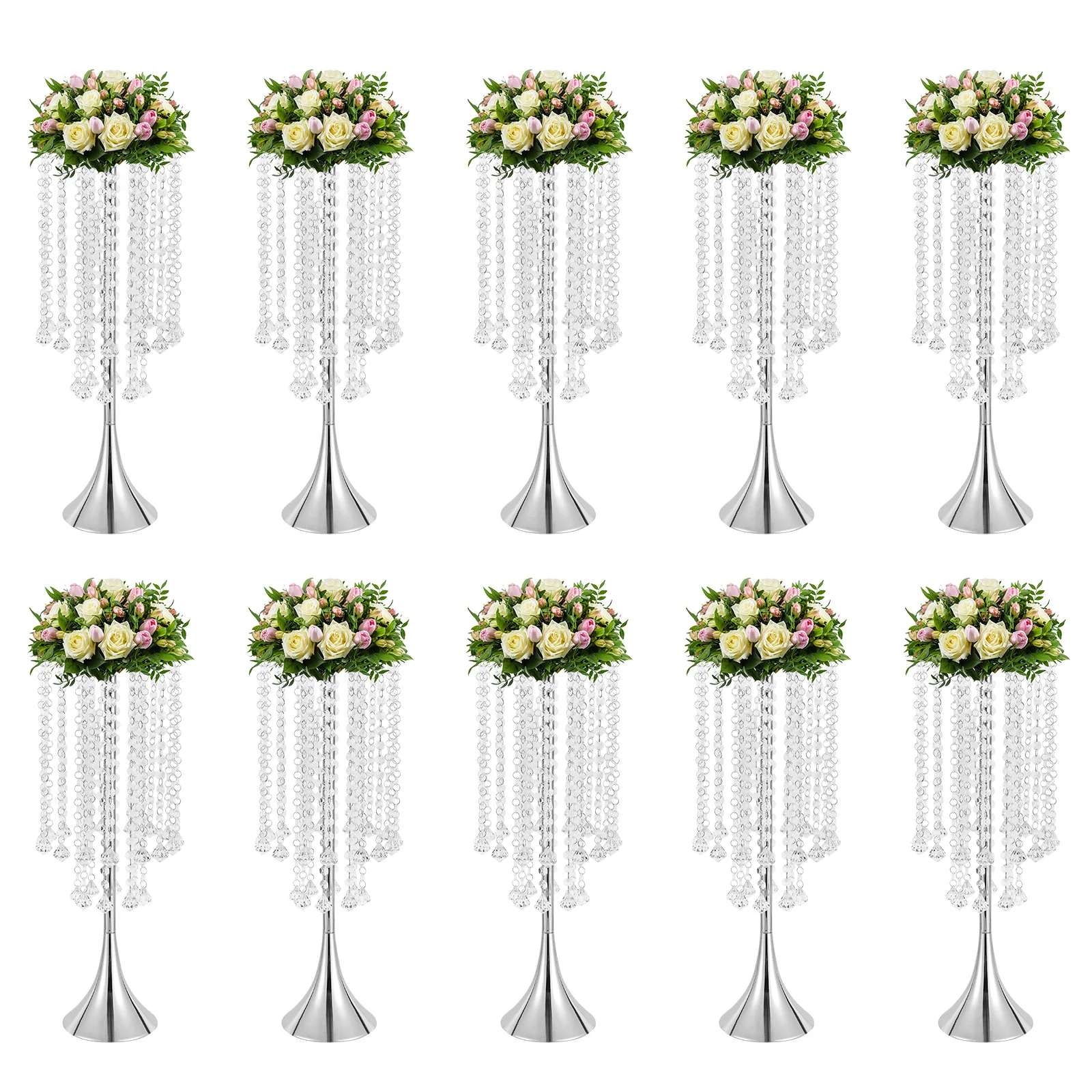 10 Pcs 21.9inch Vase Centerpiece Table Decorations Metal Tabletop Flower Stand