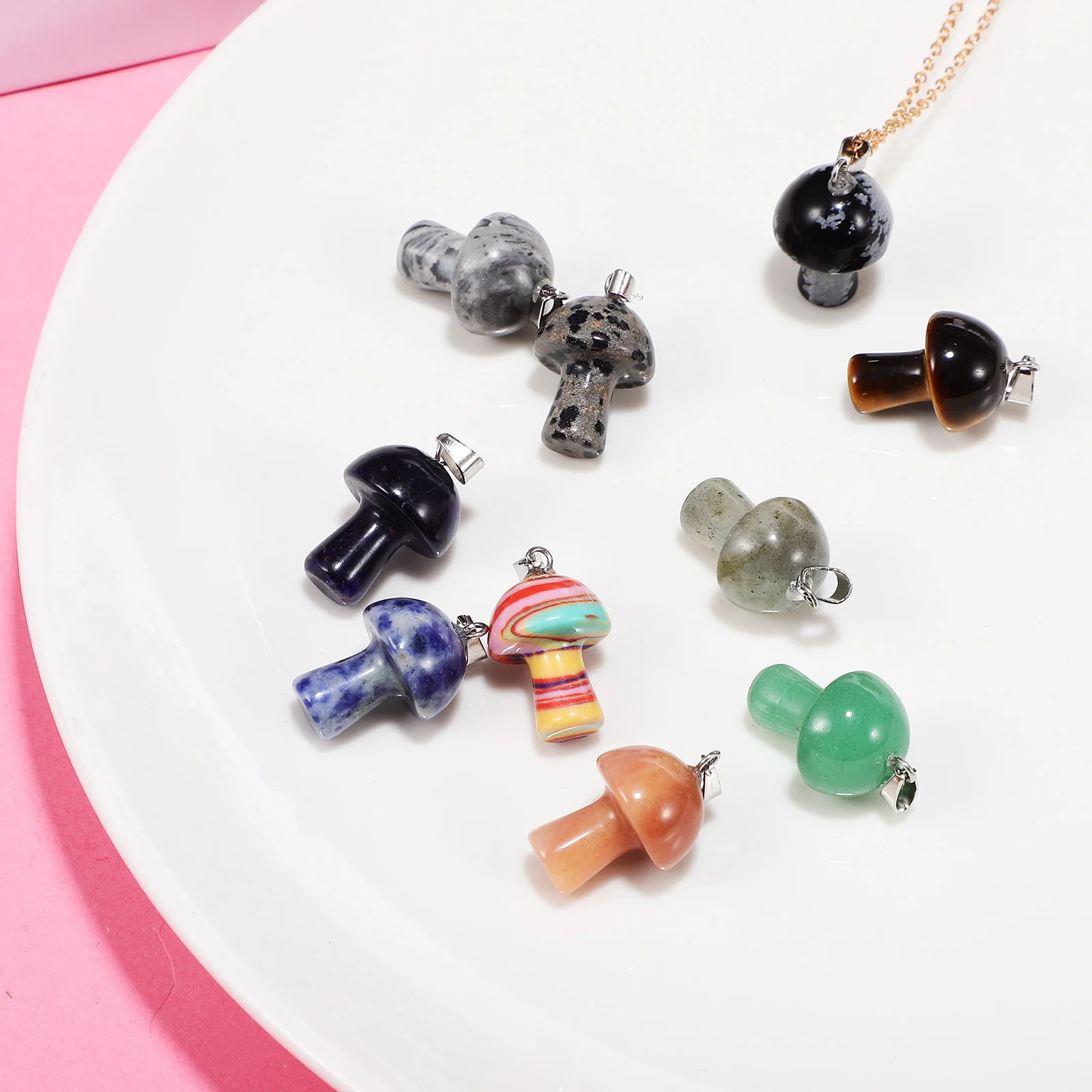 

10Pcs Crystal Mushroom Pendants Small Cute DIY Jewelry Charms for Bracelets Necklaces Earrings Keychains Bulk Mushroom Charms