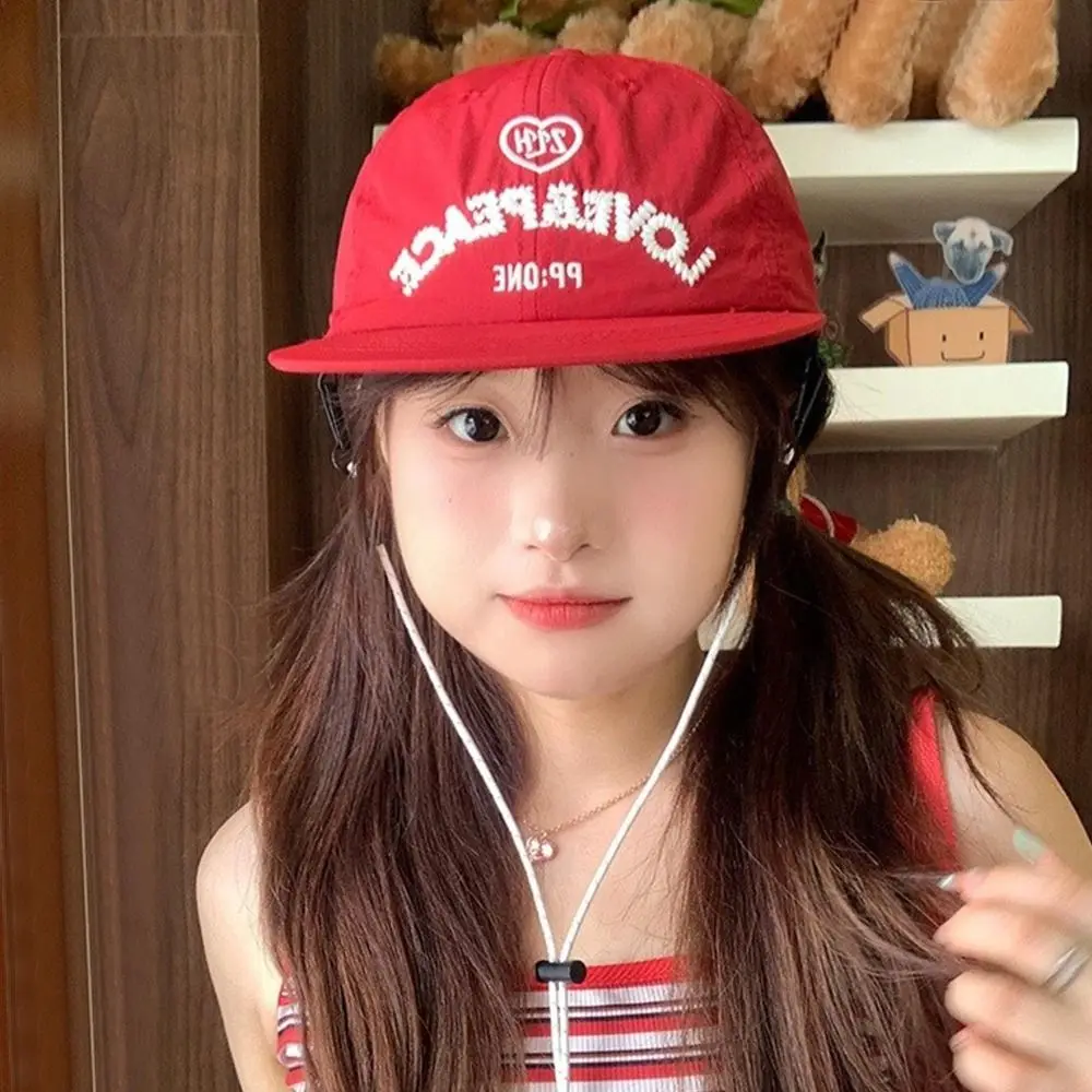 

Casual Korean Letter Baseball Cap Breathable Cotton Drawstring Baseball Cap Adjustable Versatile Women's Visors Teenagers