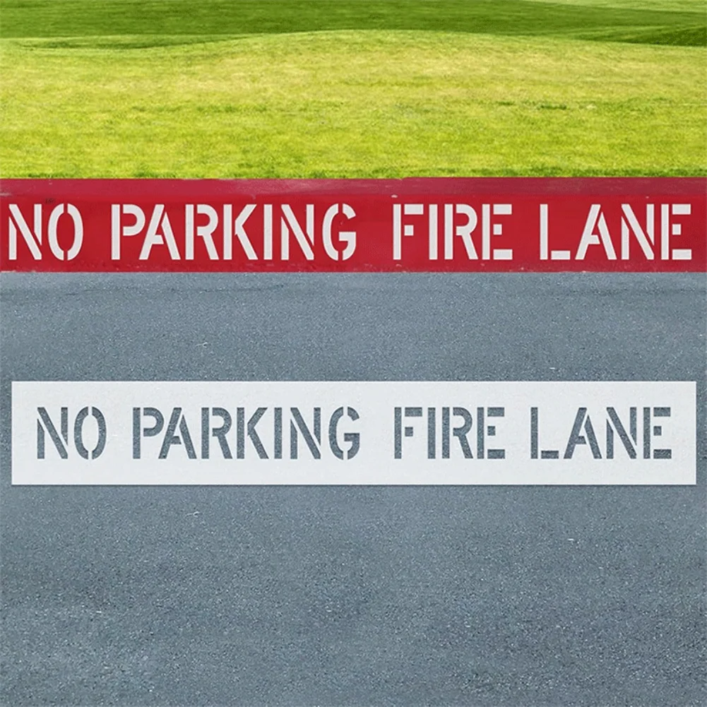 No Parking Fire Lane Stencil for Asphalt Concrete Pavement Foldable Design for Multi-Surface Parking Lot Marking