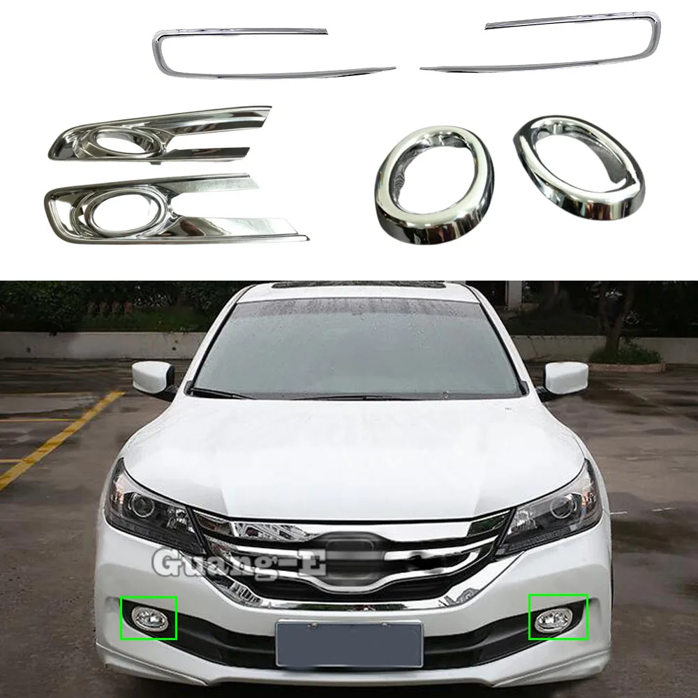 Car Body Front Fog Light Lamp Detector Frame Stick Styling ABS Chrome Cover Trim For Honda Accord Sedan 9th 2014 2015 2016 2017