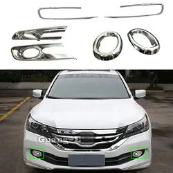 Car Body Front Fog Light Lamp Detector Frame Stick Styling ABS Chrome Cover Trim For Honda Accord Sedan 9th 2014 2015 2016 2017