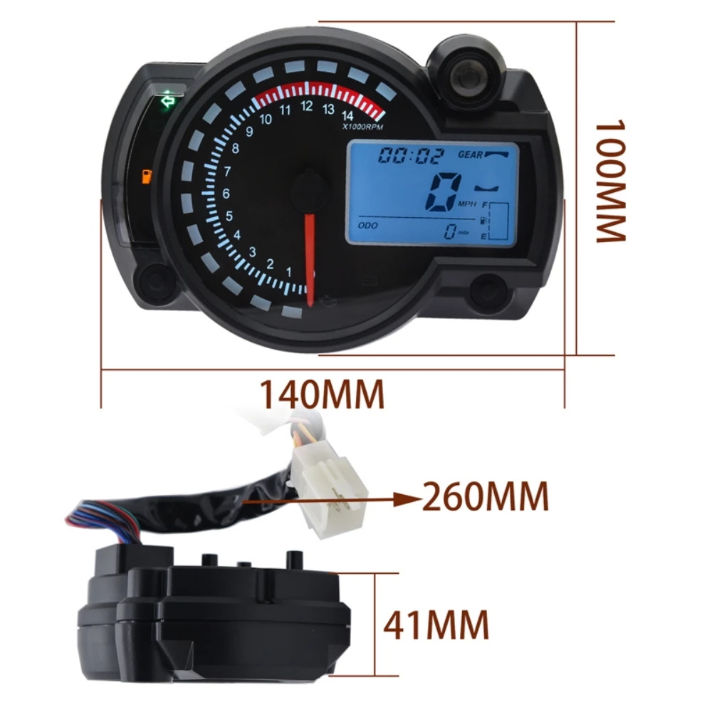 2024 Motorcycle Speedometer MAX 299KM/H 7 Colors LCD Digital Odometer Motorcycle Meter Moto Dashboard Universal