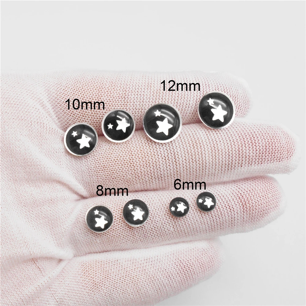 15/25pairs Dome Round Glass Cabochons Star Pattern DIY Plush Toy Eyes Flat Back Animal Doll Making Accessory 6/8/10/12mm