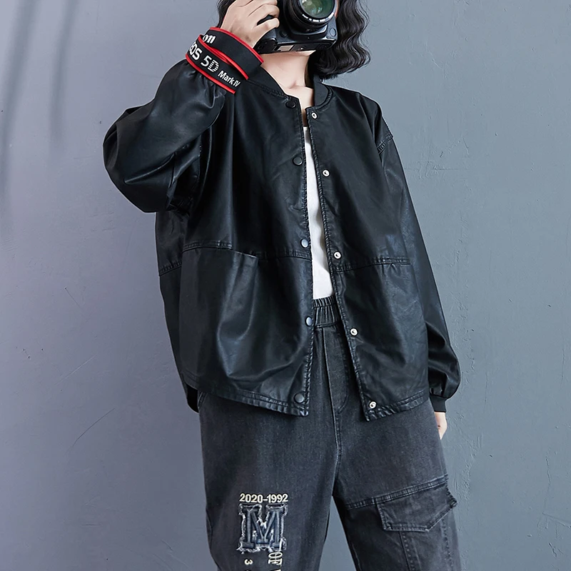 Damska odzież wierzchnia plus size, jesienna moda koreańska, luźny kardigan z długim rękawem i kołnierzykiem bejsbolowym, rozpinany, uniwersalny.