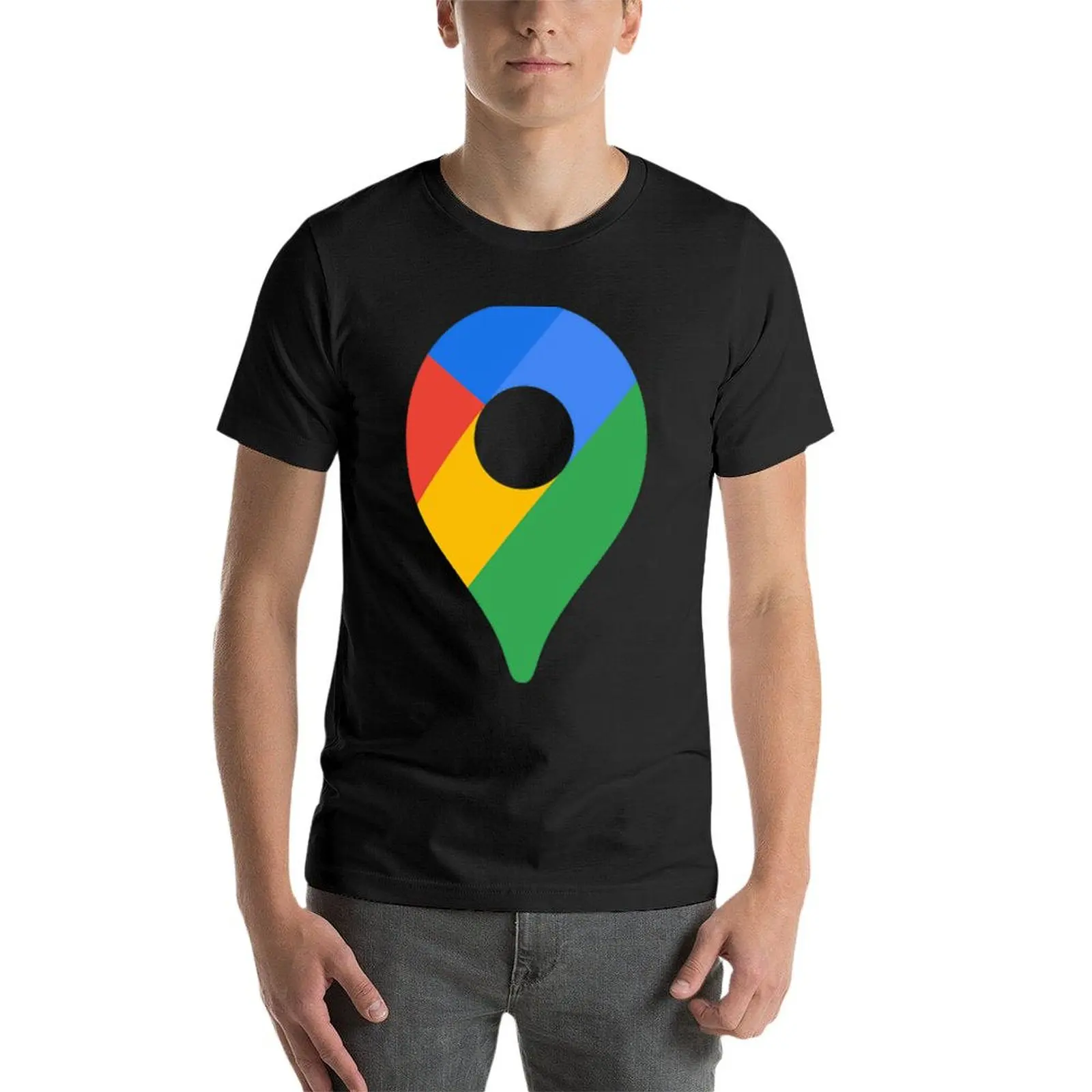 T-shirt avec icône de Google Maps pour homme, vêtement esthétique, mignon, grand et grand