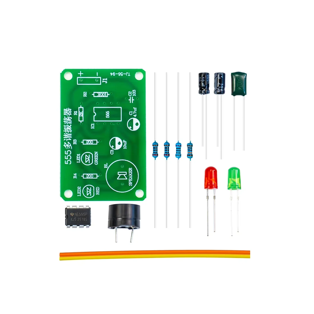 NE555 Multi-harmonic Oscillator DIY Kit,Astable Circuit Double LED Flash Lamp Buzzer,Electronic Teaching Experiment Module
