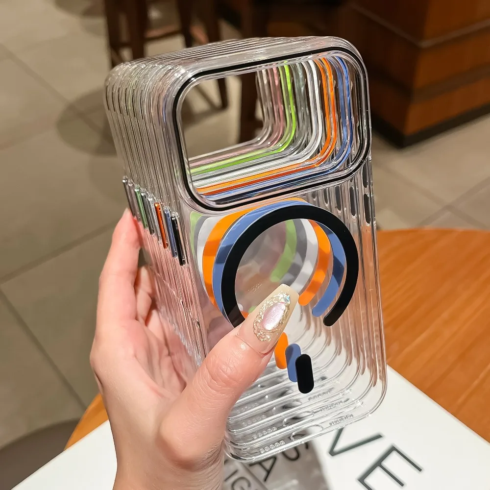 Coque de téléphone magnétique transparente de luxe, couverture rigide pour iPhone 17 16 15 14 13 12 Pro Max Plus Air pour Charge sans fil Magsafe, coque iphone 17 15 14 pro max