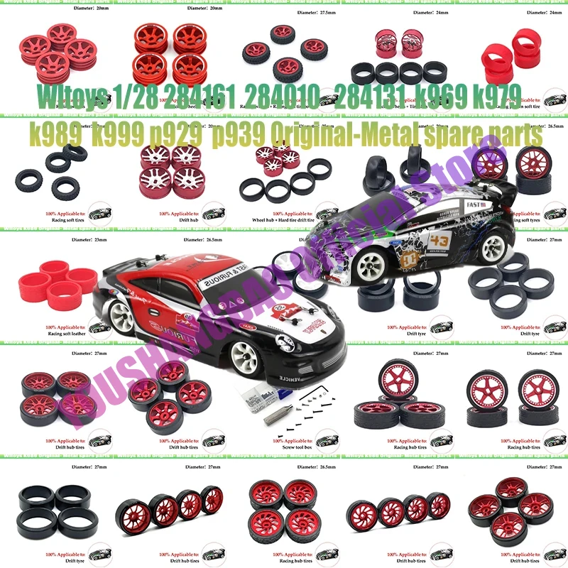 Durable RC Car Rims Tires and Wheels for Wltoys 284131 K969 K979 K989 P929 1/28 Upgrade Parts Replacement Off-Road Accessories