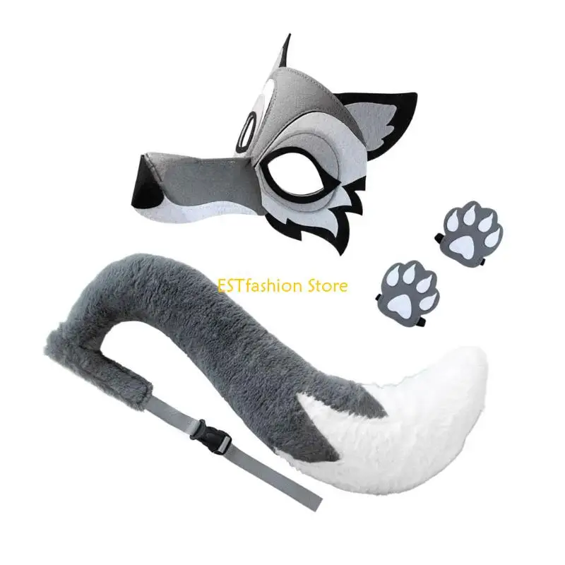 y5gc wolf costume for chil adult alval alloween wolf cosplay accossories تشمل القفازات الذئب الذئب الذئب الذئب الذئب