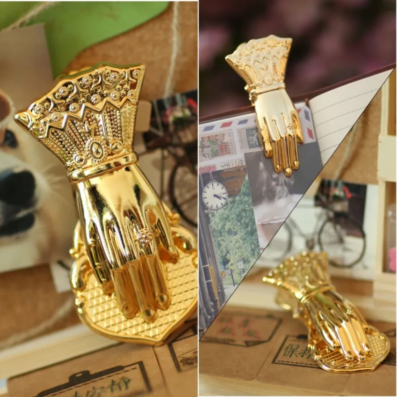 Vintage Stationery Brass Lady Hand-shaped Alloy Paper Clip Hand Account Diary Notebook Decoration Journaling School Supplies