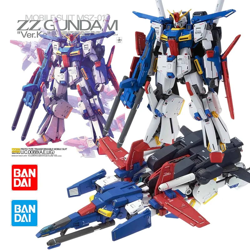 

Bandai GUNDAM MG 1/100 MSZ-010 Mobile Suit Gundam ZZ Ver.Ka Model Kit Anime Action Fighter Figure Assembly Toy Gift for Children