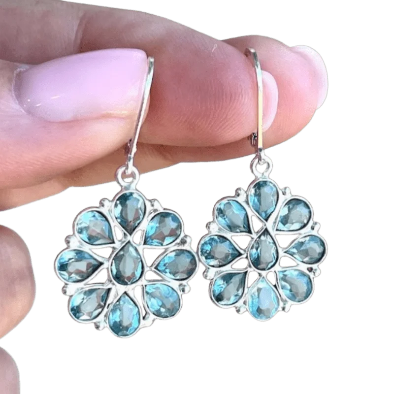 Creative Cute Inlay Cubic Zircon Flower Dangle Earrings Women's Elegant Charm Earrings Wedding Anniversary Party Jewelry