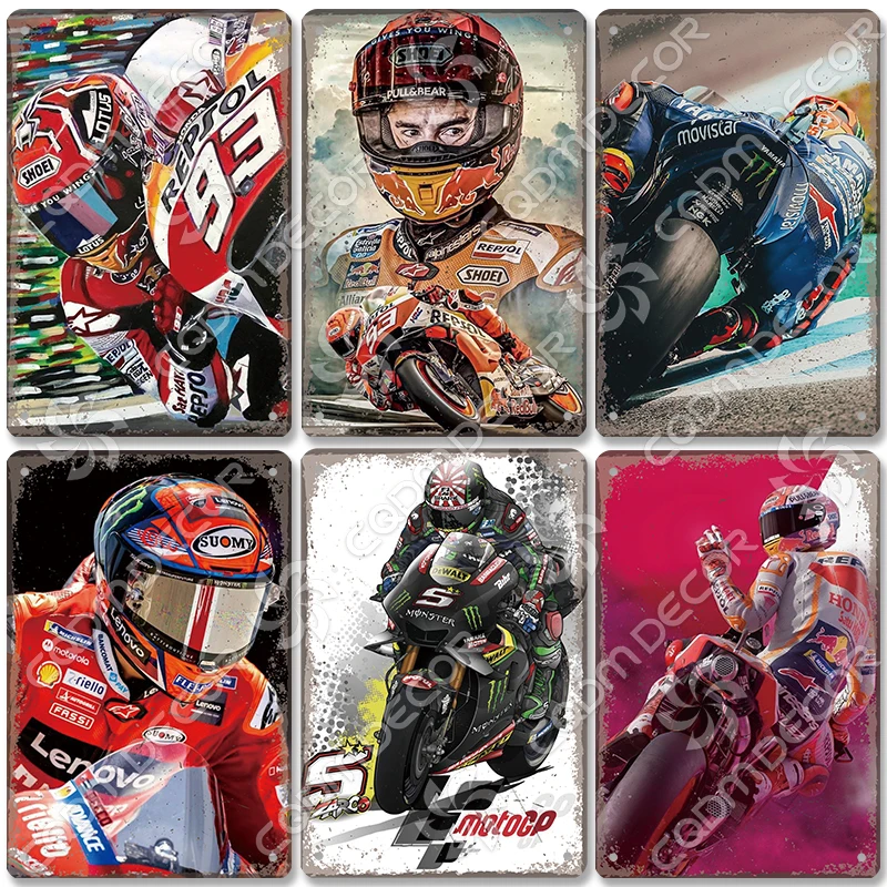 Motor Sports Poster Metal Tin Signs Vintage Motorcycle Racing Metal Plaque Wall Art Decor for Garage Motorbike Club Home