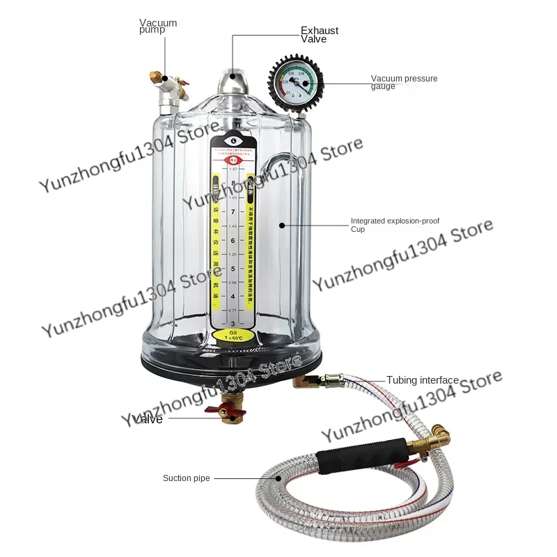 Pneumatic pumping unit, measuring cup, pumping unit accessories, oil suction pipe, oil suction device