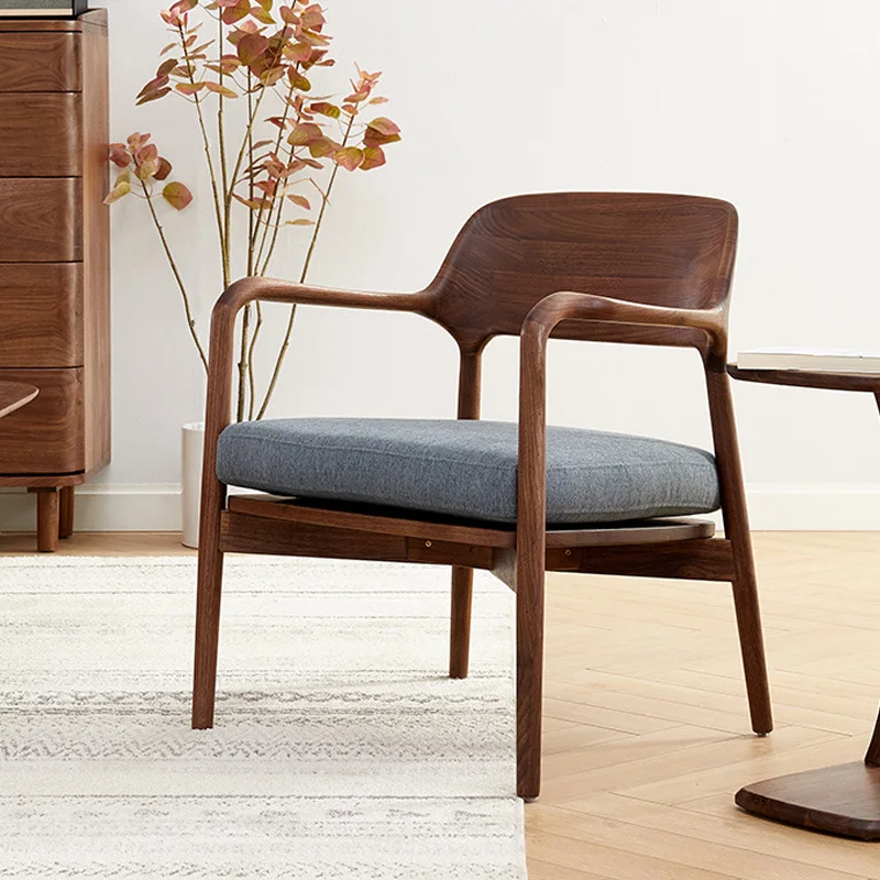 

Одиночный диван-кресло для гостиной, мягкая сумка из массива дерева, кресло для отдыха, североамериканский черный орех, большая спинка с подушечкой, балкон, низкий