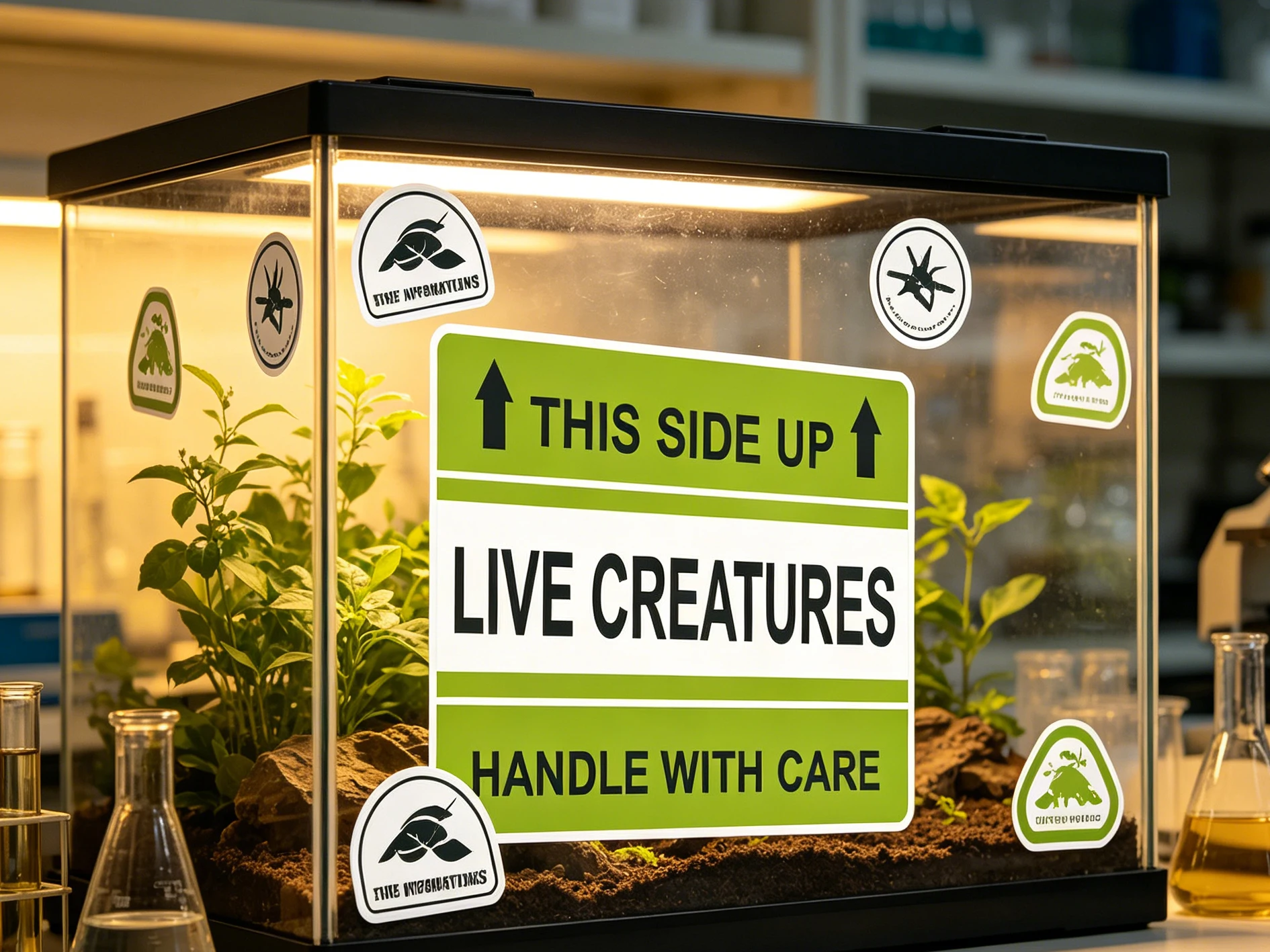 Live Creatures Stickers with Arrow 2 X 3 Inch Live Animal Please Handle with Care Stickers  This Side Up Handle Warning Instruct