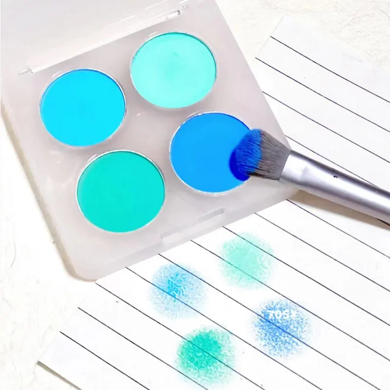 Paleta coreana da maquiagem da sombra do brilho, azul, verde, roxo, perolado, Dia das Bruxas, 4 cores