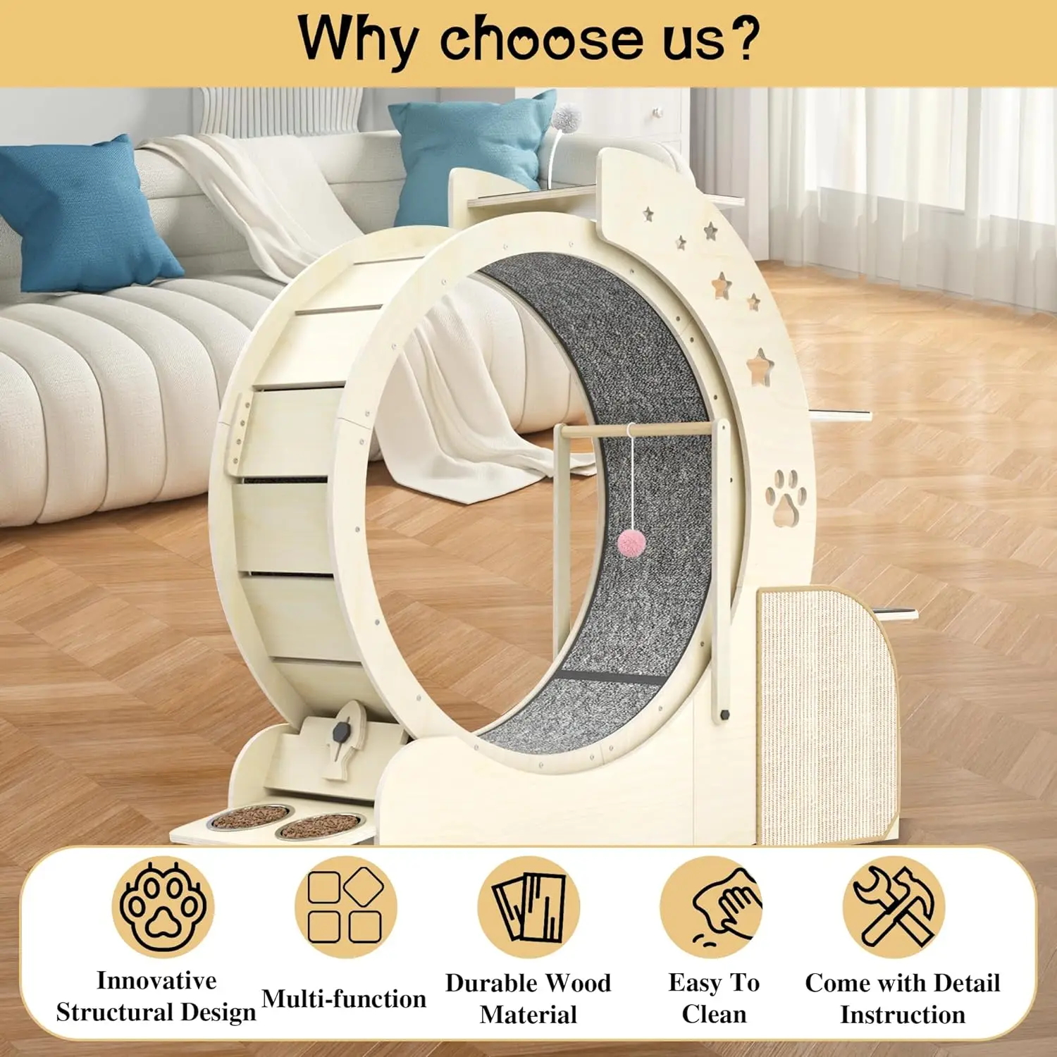 Custom Logo Interactive Anti-depression Fiber Board Mascotas Wooden Pet Tread Exercise Running Wheel Cat Pet Dog Fun Treadmill